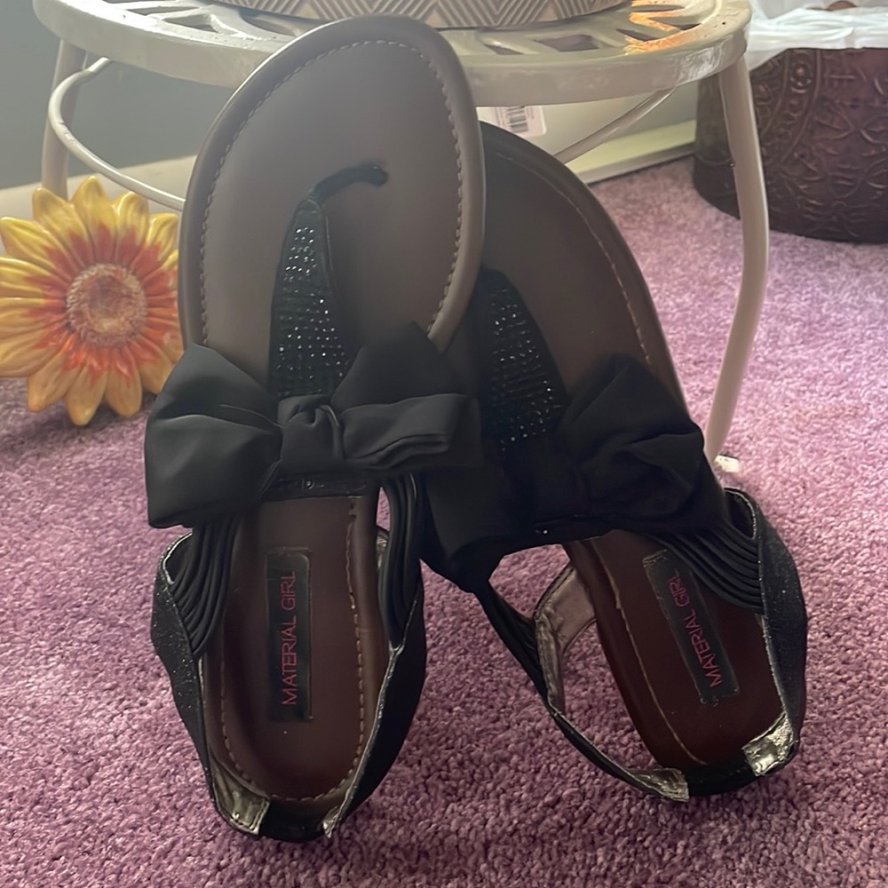 Material Girl Black Bow & Sparkle Sandals